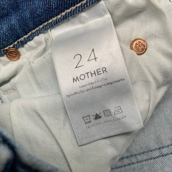 Mother Women Jeans 24 Blue Denim The Stunner Two Step Fray Runaway Train 27" - Picture 6 of 11